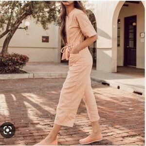 💋Madewell top stitches peach jumpsuit. Size 0